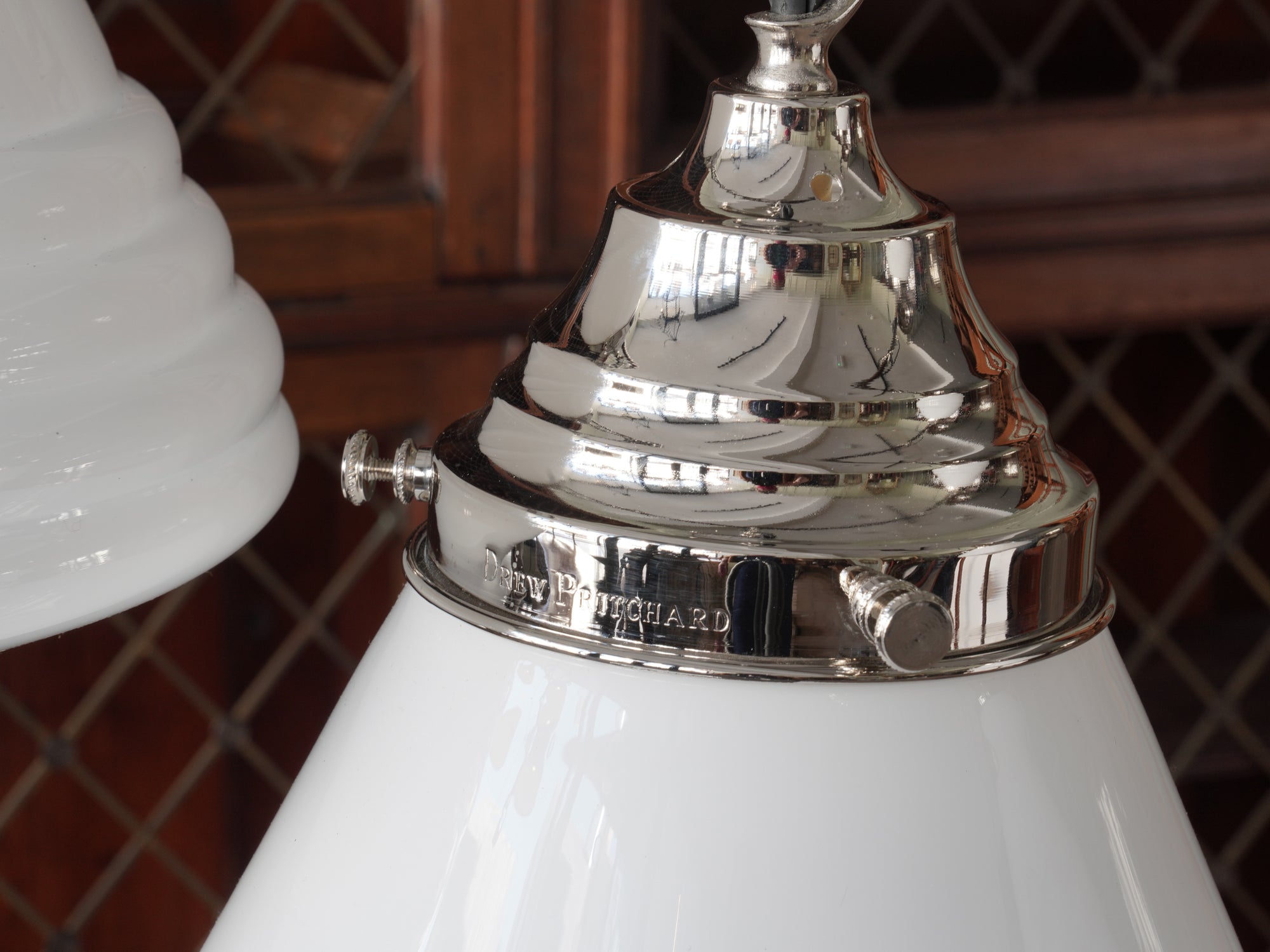 The Grace Opaline Pendant Light in Nickel