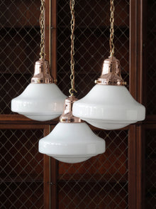 The Ellis Opaline Glass Pendant in Polished Copper