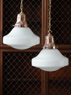 The Ellis Opaline Glass Pendant in Polished Copper