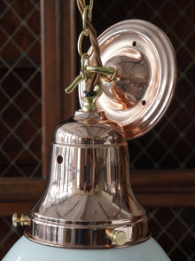 The Ellis Opaline Glass Pendant in Polished Copper