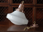 The Ellis Opaline Glass Pendant in Polished Copper