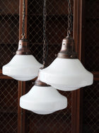 The Ellis Opaline Glass Pendant Light in Patinated Copper