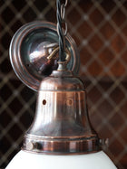 The Ellis Opaline Glass Pendant Light in Patinated Copper