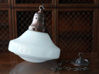The Ellis Opaline Glass Pendant Light in Patinated Copper