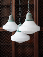 Ellis Opaline Glass Pendant Light in Verdigris