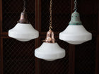 The Ellis Opaline Glass Pendant Light in Patinated Copper