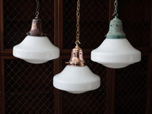 The Ellis Opaline Glass Pendant in Polished Copper