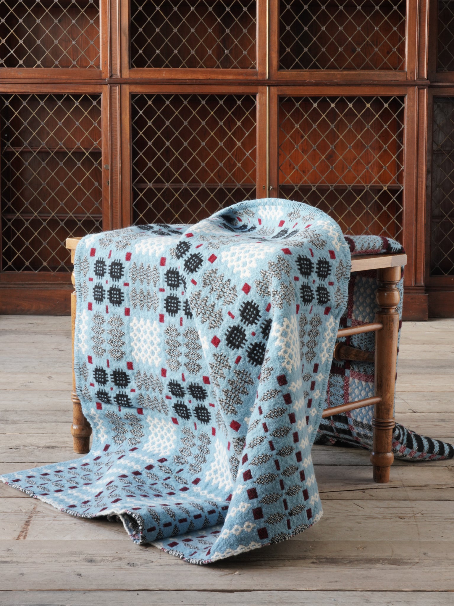 Blue Welsh Tapestry Blanket Drew Pritchard Ltd