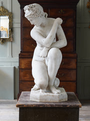 A 19th Century Marble Crouching Venus