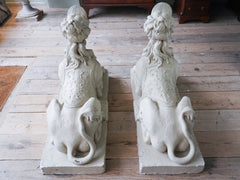 A Pair of Plaster Coade Grecian Sphinxes