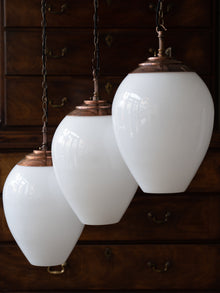 The Eirlys Opaline Glass Pendant in Patinated Copper