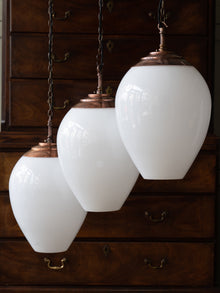 The Eirlys Opaline Glass Pendant in Patinated Copper