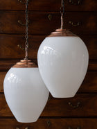 The Eirlys Opaline Glass Pendant in Patinated Copper
