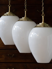 The Eirlys Opaline Glass Pendant in Polished Brass