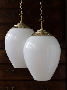 The Eirlys Opaline Glass Pendant in Polished Brass