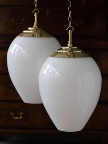 The Eirlys Opaline Glass Pendant in Polished Brass