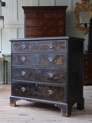 A George III Chinoiserie Secretaire on Chest