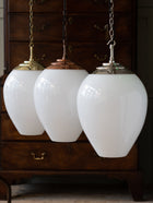 The Eirlys Opaline Glass Pendant in Patinated Copper